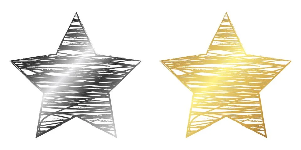 Set of scribble Christmas Stars. Vector illustration. Stock Illustration