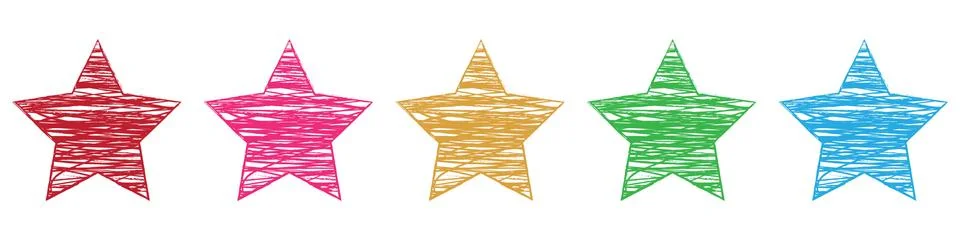 Set of scribble Christmas Stars. Vector illustration. Stock Illustration