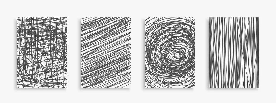 Set of scribble drawing artwork covers, templates, backgrounds, placards イラスト素材