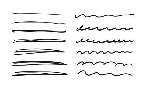 Set of scribble elements for design, decoration. Pen underlining, pencil outl Stock Illustration