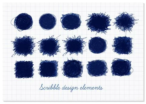 Set of scribble elements with place for your text on lined paper background Illustrazione stock