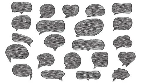 Set of scribble speech bubble text, chatting box, message box design. Ballo.. Illustrazione stock