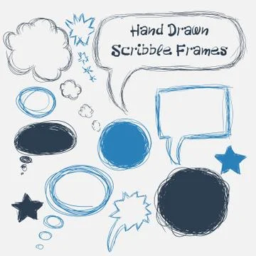 Set of scribble speech bubbles on a white background. Vector 스톡 일러스트
