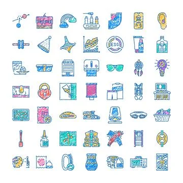 Set of scribbled style colorful diverse icons Stock Illustration