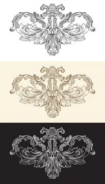Set of scroll abstract hand drawing botanic design element vector イラスト素材