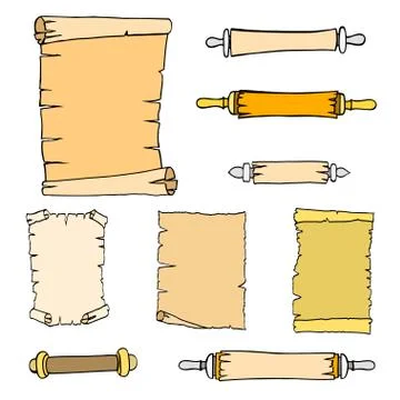 Set scroll isolated on white background Stock Illustration