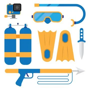 Set of scuba diving Illustrazione stock