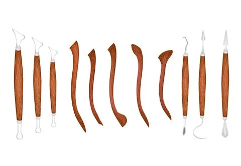 Set of Sculpting Tools on White Background Stock-Illustration