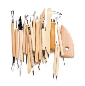 Set of sculptor tools isolated on white background Stock Photos