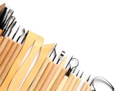 Set of sculptor tools isolated on white background Stock Photos