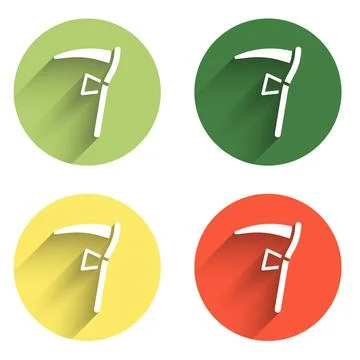 Set Scythe icon isolated with long shadow background. Happy Halloween party.. Illustration