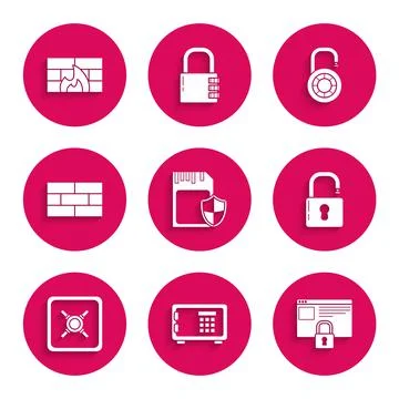Set SD card and shield, Safe, Secure your site with HTTPS, SSL, Open padlock 库存插图