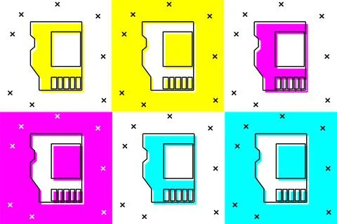 Set SD card icon isolated on color background. Memory card. Adapter icon. Vector Stockillustratie
