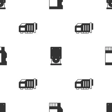 Set SD card, Optical disc drive and Video graphic on seamless pattern. Vector Stock Illustration