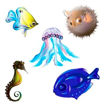 Set sea fish Stock Illustration
