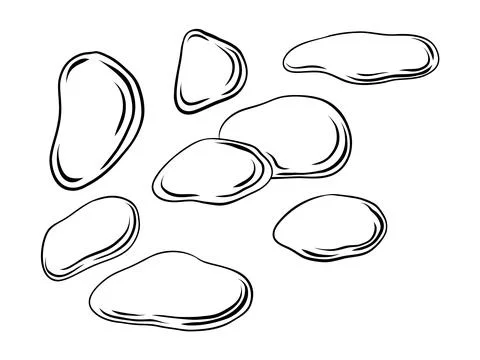 Set of Sea Pebbles Hand Drawn Sketches Stock Illustration