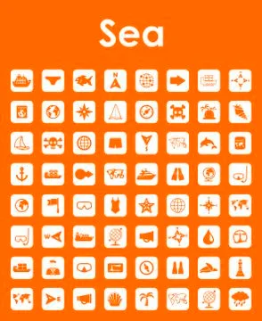 Set of sea simple icons Stock Illustration