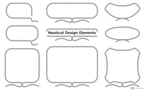 Set of sea speech bubbles made of rope. Frame for text of marine theme. Template Stock-Illustration