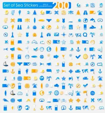 Set of sea stickers Stock Illustration