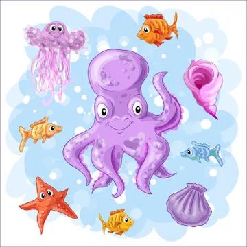 Set on a sea theme Stock Illustration