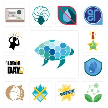 Set of sea turtle, antioxidant, oops, crossed skis, hamster, water resistant, Free Stock Illustration