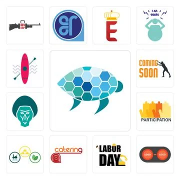 Set of sea turtle, convert, labor day, catering, commodities, participation,  無料イラスト素材