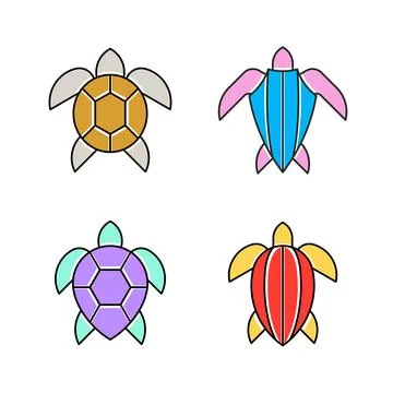 Set of Sea Turtle, Sea Turtle Logo Stock Illustration