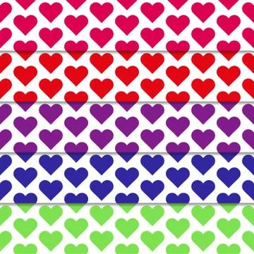 Set of seaamless patterns with hearts 库存插图