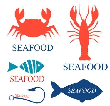 Set of seafood logo templates Stock Illustration
