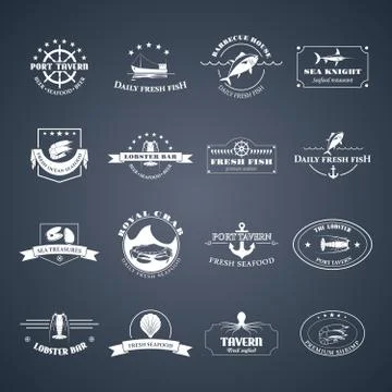 Set of seafood logos. イラスト素材