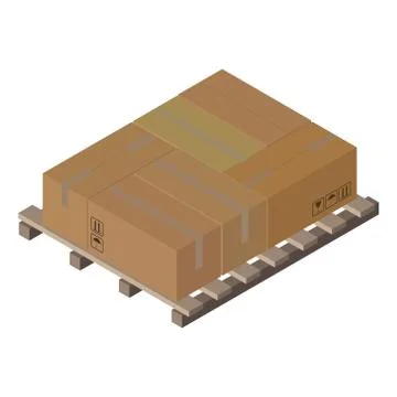 Set of sealed boxes loaded on a pallet. Packed cardboard boxes on a pallet. V Illustrazione stock