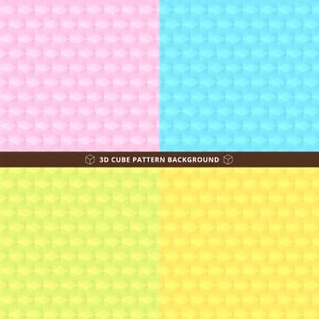 Set of seamless 3D cube pattern colorful design background 스톡 일러스트