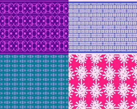 Set of Seamless abstract floral pattern, Vector abstract background Stock Illustration