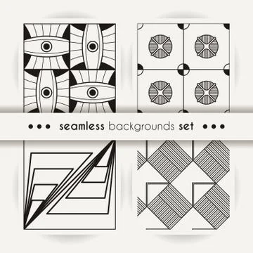 Set of seamless abstract geometric mosaic patterns Stock Illustration