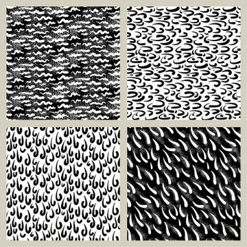 Set of seamless abstract lines vector patterns. Vintage fashion style. 스톡 일러스트
