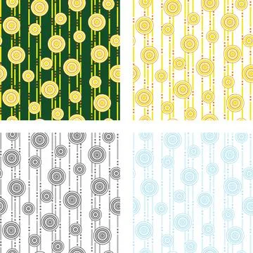 Set of seamless abstract pattern with circles. Stock Illustration