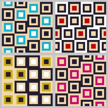 Set of seamless abstract patterns in constructivism soviet style. Stock Illustration