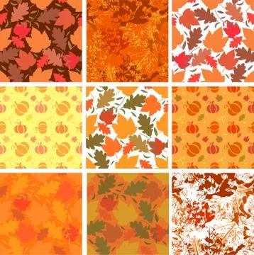 Set of seamless autmn backgrounds Stock Illustration