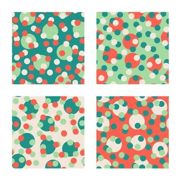 Set of seamless background patterns with various colored circles. Stock Illustration