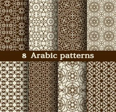 Set of seamless bicolor arabic patterns for print, textile Stock Illustration