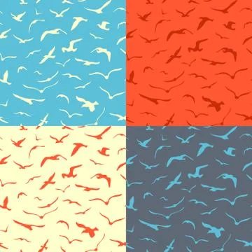 Set of seamless birds patterns. Stock Illustration