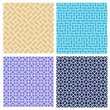 Set of seamless brick pattern in mosaic style Stock Illustration