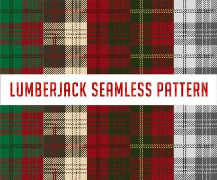 Set of seamless check patterns Fashionable plaid tartan wallpaper Background  Illustrazione stock