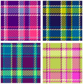 Set of Seamless Checkered Plaid Pattern Stock Illustration