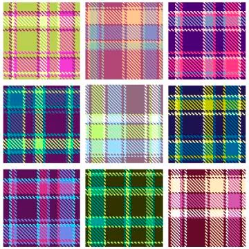 Set of seamless checkered plaid pattern Stock Illustration