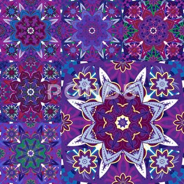 Set Of Seamless Colorful Patterns In Oriental Style. Islam, Arabic, Asian Motifs