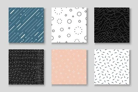 Set of seamless creative patterns - minimalistic design. Vector trendy Illustrazione stock