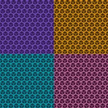 Set of Seamless Cubic Patterns 스톡 일러스트