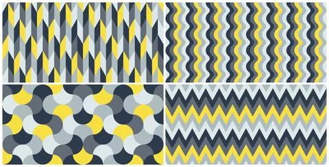 Set of seamless decorative colorful patterns. Vector geometric mosaic Stock Illustration