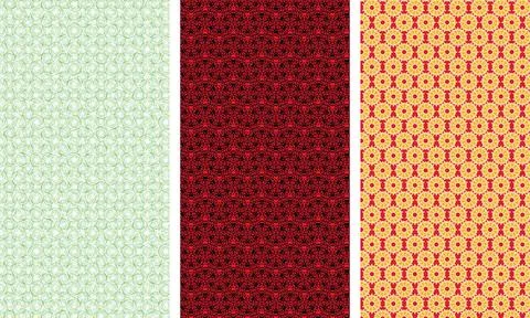 Set of seamless decorative patterns with abstract swirls, geometric floral .. Illustration